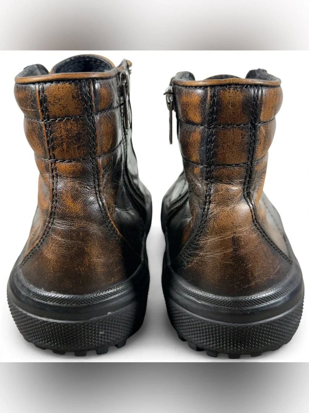 Frye Greene Black Brown Leather High-Top Sneakers Men’s Size 7